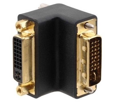 מתאם DVI 24+5 זוויתי זכר - נקבה מוזהב ב-90 מעלות Top-X VC-008RA